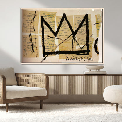 37215-MGV-CV-36X24-Abstract Crown Wall Art – Urban Graffiti Style Canvas Print Modern Street Art Design, Bold Contemporary Decor for Living Room,