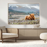 80252-MGV-CV-36X24-Scottish Cow Wall Art Canvas Print, Framed Highland Cow Art Picture Print, Highland Cattle Perfect Rustic Farmhouse Decor Artwork