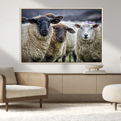 18418-MGV-CV-36X24-Sheep Wall Art Canvas Print, Framed Farmhouse Sheep Art Picture Print, Sheep Herd Perfect Rustic Farmhouse Decor Artwork
