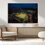 33588-MGV-CV-36X24-Football Stadium Wall Art – Aerial Night Game Canvas Print Packed Field City Lights, Sports Photography Decor for Game Room, Man