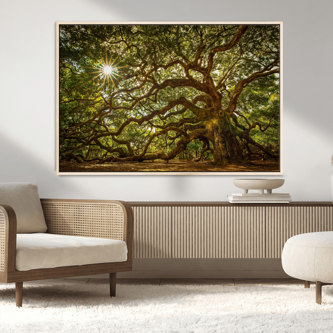 57983-MGV-CV-36X24-Angel Oak Tree Wall Art Canvas Print, Framed Oak Tree Art Picture Print, Angel Oak Perfect Rustic Nature Decor Artwork
