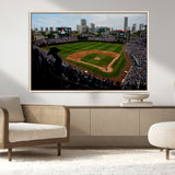 34859-MGV-CV-36X24-Wrigley Field Wall Art Canvas Print, Framed Chicago Cubs Stadium Art Picture Print, Wrigley Stadium Field Perfect Sport Room Decor