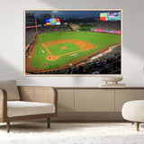 93707-MGV-CV-36X24-Los Angeles Stadium Wall Art Canvas Print, Framed Angel Stadium Field Art Picture Print, Anaheim Stadium Perfect Sports Room Decor