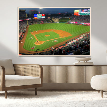 93707-MGV-CV-36X24-Los Angeles Stadium Wall Art Canvas Print, Framed Angel Stadium Field Art Picture Print, Anaheim Stadium Perfect Sports Room Decor