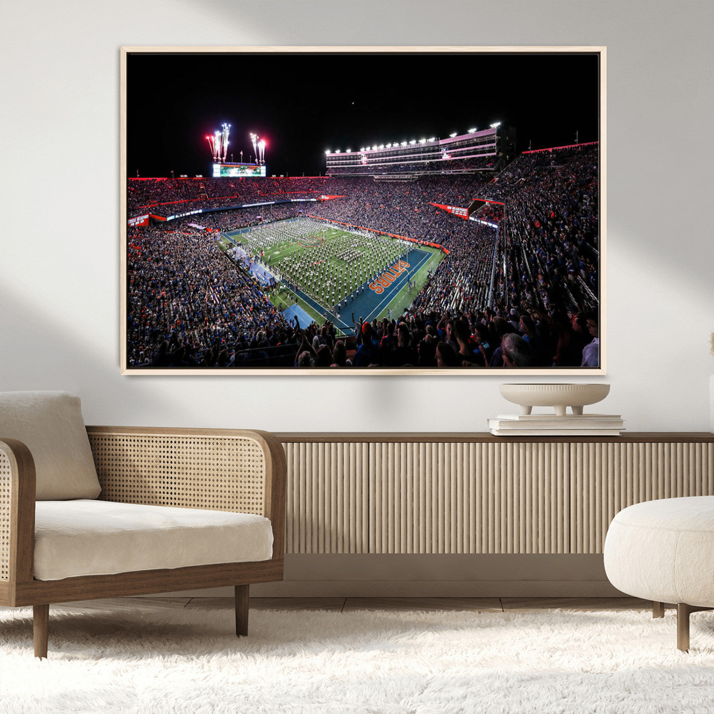 46899-MGV-CV-36X24-Ben Hill Griffin Stadium Wall Art Canvas Print, Framed Football Stadium Art Picture Print, Florida Football Stadium Perfect Sport
