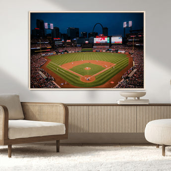 38612-MGV-CV-36X24-Busch Stadium Wall Art Canvas Print, Framed Missouri Stadium Art Picture Print, Busch Stadium Field Perfect Sports Room Decor