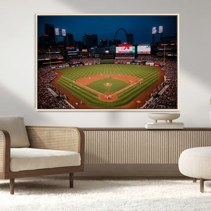 38612-MGV-CV-36X24-Busch Stadium Wall Art Canvas Print, Framed Missouri Stadium Art Picture Print, Busch Stadium Field Perfect Sports Room Decor