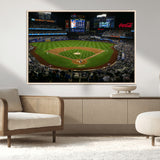 25148-MGV-CV-36X24-Baseball Stadium Wall Art – Canvas Print Night Game Packed Crowd Bright Lights Sports Photography, Dynamic Decor for Game Room,