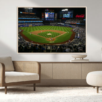 25148-MGV-CV-36X24-Baseball Stadium Wall Art – Canvas Print Night Game Packed Crowd Bright Lights Sports Photography, Dynamic Decor for Game Room,