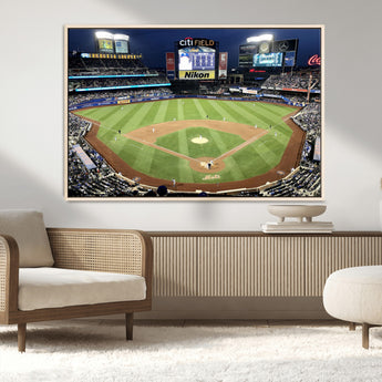 87666-MGV-CV-36X24-City Field Stadium Wall Art Canvas Print, Framed New York Stadium Art Picture Print, Citi Field Stadium Perfect Sport Room Decor