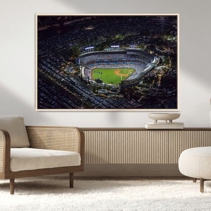 16515-MGV-CV-36X24-Dodgers Stadium Wall Art Canvas Print, Framed Baseball Stadium Art Picture Print, Dodgers Field Perfect Sport Room Decor Artwork