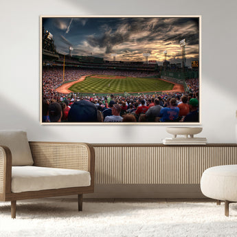 53432-MGV-CV-36X24-Fenway Park Stadium Wall Art Canvas Print, Framed Boston Baseball Stadium Art Picture Print, Massachusetts Fenway Park Perfect