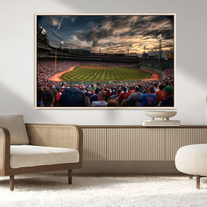 53432-MGV-CV-36X24-Fenway Park Stadium Wall Art Canvas Print, Framed Boston Baseball Stadium Art Picture Print, Massachusetts Fenway Park Perfect