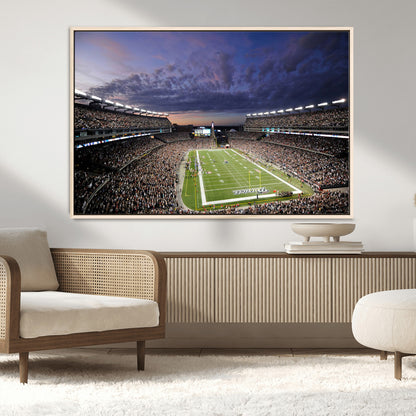 52712-MGV-FC-36X24_Natural-Gillette Stadium Field Wall Art Canvas Print, Framed Massachusetts Stadium Art Picture Print, Gillette Stadium Perfect Sport Room