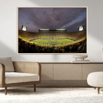 72404-MGV-CV-36X24-Michigan Wolverine Stadium Wall Art Canvas Print, Framed Michigan Stadium Art Picture Print, Football Stadium Perfect Sport Room