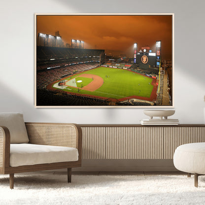 31315-MGV-CV-36X24-Oracle Park Stadium Wall Art Canvas Print, Framed California Stadium Art Picture Print, Oracle Park Field Perfect Sport Room Decor