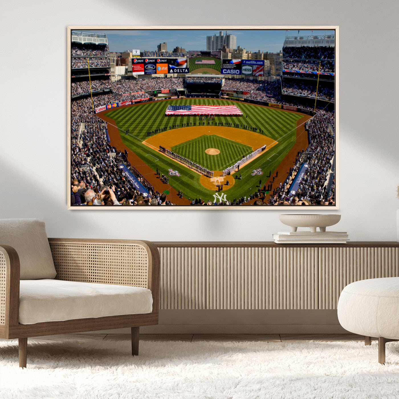 20879-MGV-CV-36X24-Yankee Stadium Wall Art Canvas Print, Framed New York Stadium Art Picture Print, Yankee Field Perfect Sport Room Decor Artwork