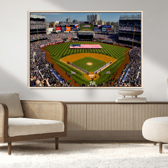20879-MGV-CV-36X24-Yankee Stadium Wall Art Canvas Print, Framed New York Stadium Art Picture Print, Yankee Field Perfect Sport Room Decor Artwork