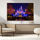 79435-MGV-CV-36X24-Disney Castle Wall Art Canvas Print, Framed Magic Kingdom Art Picture Print, Disney World Perfect Child Room Decor Artwork