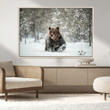 43350-MGV-CV-36X24-Wild Bear in Snow Wall Art – Majestic Wildlife Photography Print, Winter Forest Nature Decor for Cabin, Lodge, Rustic Home,