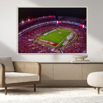 11343-MGV-CV-36X24-Bryant-Denny Stadium Wall Art – Panoramic Alabama Crimson Tide Football Field Canvas Print, Game Day Decor for Office, Man Cave or