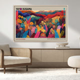 70959-MGV-FC-36X24_Natural-Yayoi Kusama Inspired Wall Art – Bold Floral Landscape Canvas Print, Vibrant Modern Abstract Poster for Living Room, Bedroom, or