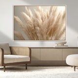 50300-MGV-CV-36X24-Pampas Grass Wall Art Canvas Print, Framed Minimalist Pampas Grass Art Picture Print, Beige Pampas Grass Perfect Minimalist Boho