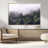 42578900-MGV-CV-36X24-Misty Pine Forest Wall Art – Tranquil Foggy Mountain Canvas Print, Nature Landscape Décor for Bedroom, Living Room, Cabin or