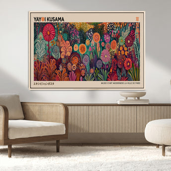 51280-MGV-CV-36X24-Abstract Yayoi Kusama Wall Art Canvas Print, Framed Japanese Wabi Sabi Art Picture Print, Yayoi Kusama Perfect Abstract Modern