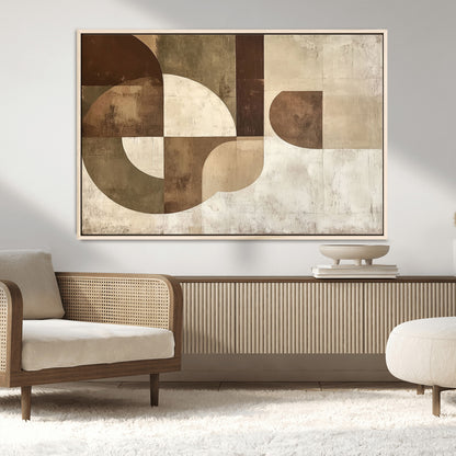 59767-MGV-CV-36X24-Abstract Geometric Shapes Wall Art – Modern Minimalist Canvas Print, Neutral Brown Beige Tan Artwork for Living Room, Bedroom,