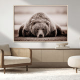 20611-MGV-CV-36X24-Grizzly Bear Wall Art – Majestic Wildlife Sepia Canvas Print, Rustic Nature Animal Artwork for Cabin, Lodge, Living Room, Bedroom,