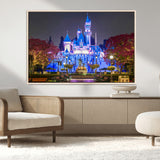 66710-MGV-CV-36X24-Enchanted Castle Wall Art – Magical Night Scene Canvas Print with Glowing Lights, Fantasy Architecture Artwork for Living Room,