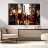 58782-MGV-CV-36X24-Jazz Musicians Cityscape Wall Art – Vibrant Urban Night Canvas Print, Elegant Music Themed Decor for Living Room, Office, or Music