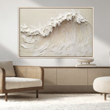45175-MGV-FC-36X24_Natural-Textured Wave Wall Art Canvas Print, Framed Minimal Seascape Art Picture Print, Elegant Wave Perfect Modern Coastal Decor Artwork