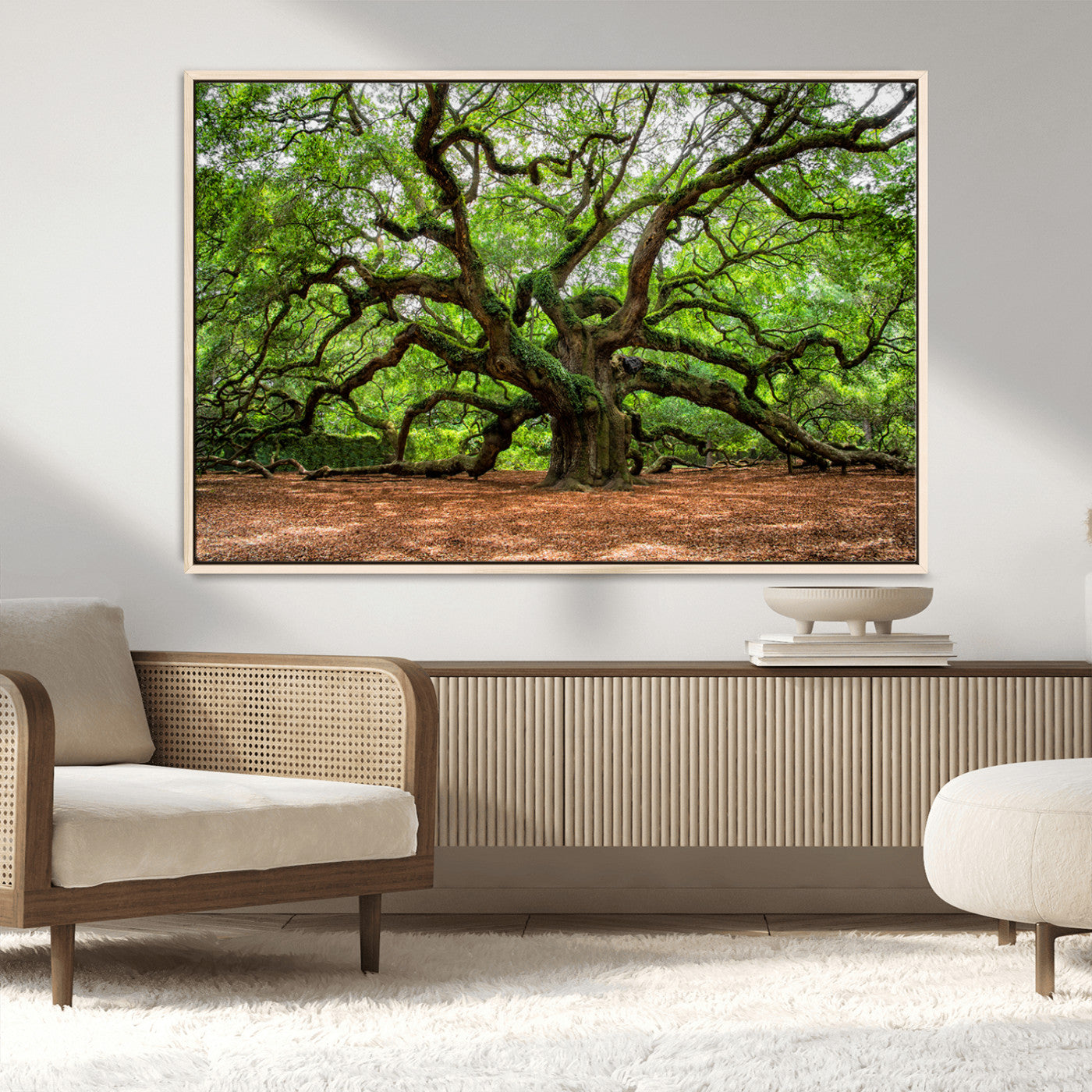 51255351-MGV-CV-36X24-Ancient Tree Wall Art – Majestic Oak Canvas Print, Large Nature Photography, Sacred Forest Landscape Wall Décor, Wisdom Tree