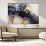 41136487-MGV-FC-36X24_Natural-Black Marble Wall Art Canvas Print, Framed Gold Veins Art Picture Print, Abstract Texture Perfect Moody Luxe Decor Artwork