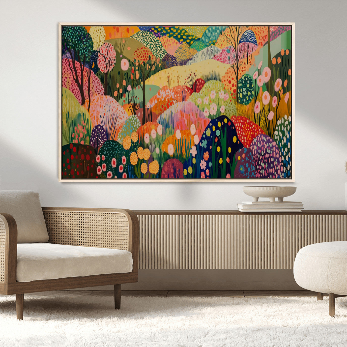 82685568-MGV-CV-36X24-Colorful Garden Wall Art – Vibrant Landscape Canvas Print, Modern Floral Abstract Painting for Living Room, Bedroom, Office, or