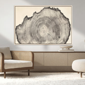 98921313-MGV-CV-36X24-Tree Ring Wall Art Canvas Print, Framed Wood Slice Art Picture Print, Minimalist Wood Perfect Rustic Academic Decor Artwork