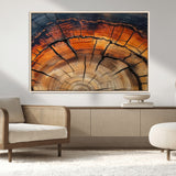 65909987-MGV-CV-36X24-Rustic Tree Ring Wall Art – Nature Inspired Wooden Texture Canvas Print, Modern Abstract Artwork for Living Room, Bedroom, Office