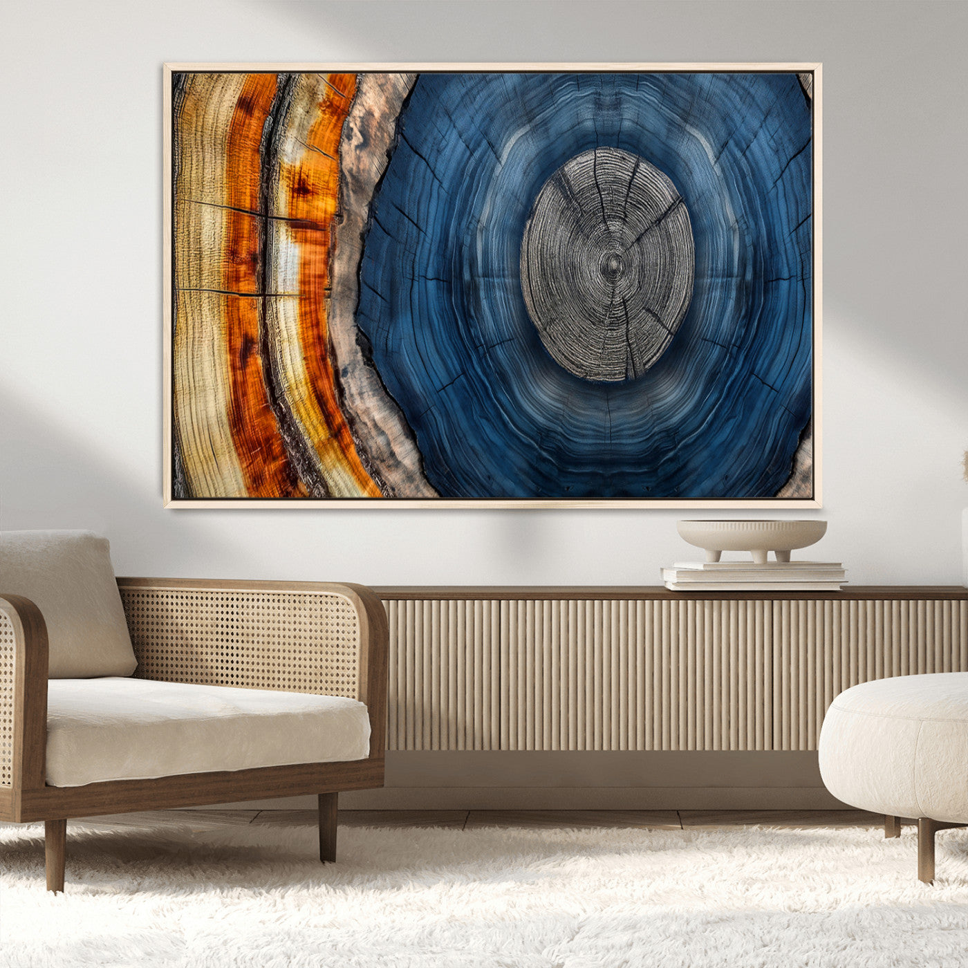 84489410-MGV-CV-36X24-Framed Abstract Tree Ring Wall Art Print, Natural Rustic Wood Texture Canvas Print, Wood Tree Stump Farmhouse, Log Cabin Wooden