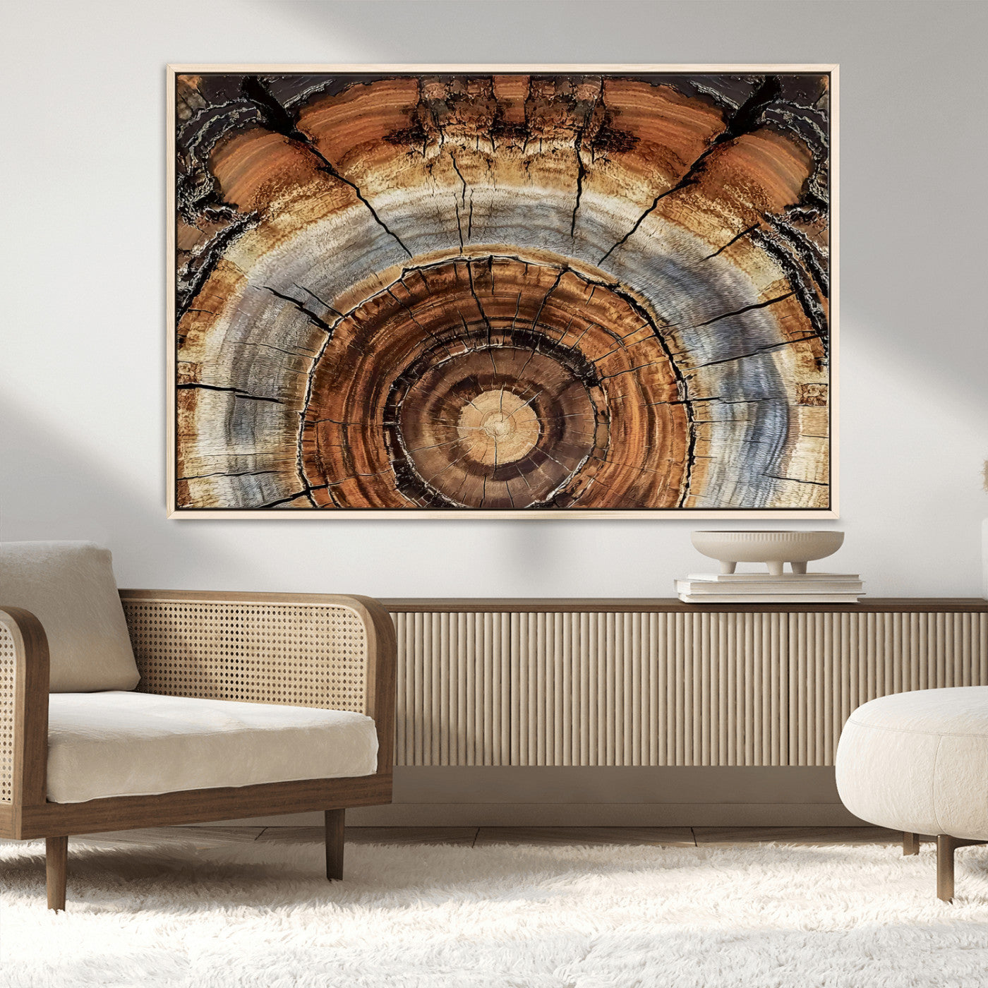 15184146-MGV-FC-36X24_Natural-Tree Rings Wall Art Canvas Print, Framed Wood Texture Art Picture Print, Rustic Pattern Perfect Rustic Organic Decor Artwork