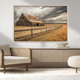26821575-MGV-CV-36X24-Old Barn Wall Art Canvas Print, Framed Rustic Barn Art Picture Print, Moody Farm Perfect Rustic Farmhouse Decor Artwork