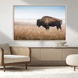 91267849-MGV-CV-36X24-Wild Bison Wall Art Canvas Print, Framed Bison in Prairie Art Picture Print, Rustic Western Perfect Rustic Western Decor Artwork
