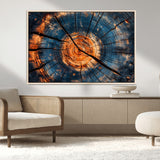 81894502-MGV-CV-36X24-Burnt Wood Wall Art Canvas Print, Framed Aged Timber Art Picture Print, Rustic Tree Slice Perfect Rustic Decor Artwork for Home,