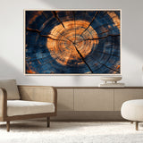 18975622-MGV-FC-36X24_Natural-Burnt Wood Wall Art Canvas Print, Framed Aged Timber Art Picture Print, Rustic Tree Slice Perfect Rustic Decor Artwork for Home,