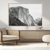 39393420-MGV-FC-36X24_Natural-El Capitan Wall Art Canvas Print, Framed Yosemite Cliff Art Picture Print, Monochrome Mountain Perfect Monochrome Sierra Decor