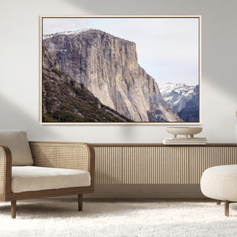 74506434-MGV-FC-36X24_Natural-El Capitan Wall Art Canvas Print, Framed Yosemite Cliff Art Picture Print, Sierra Nevada Perfect Sierra Minimalism Decor Artwork