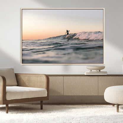 58502923-MGV-CV-36X24-Wave Rider Wall Art Canvas Print, Framed Ocean Wave Art Picture Print, Riding Surf Perfect Sunset Surf Decor Artwork