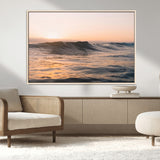 46299358-MGV-CV-36X24-Sunset Waves Wall Art Canvas Print, Framed Ocean Horizon Art Picture Print, Golden Water Perfect Golden Hour Coastal Decor Artwork