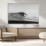 24029476-MGV-FC-36X24_Natural-Black Wave Wall Art Canvas Print, Framed Abstract Surf Art Picture Print, Minimalist Ocean Perfect Minimalist Coastal Decor